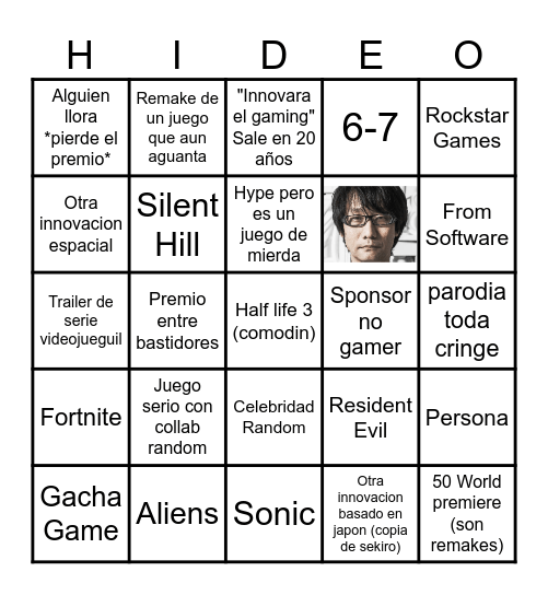 Bingo de los Game Awards Bingo Card