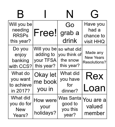 Callnight Bingo Card