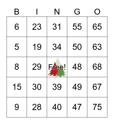 Number Bingo 1-75 Bingo Card