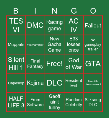 Jolly 2025 GOTY Bingo Card