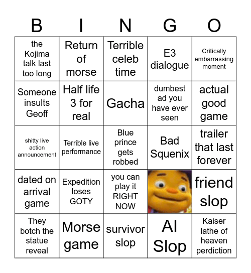 Game awards Bingo Card