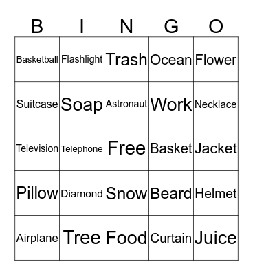 Sentence Bingo Card