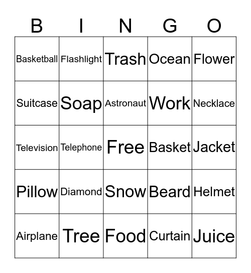 Sentence Bingo Card