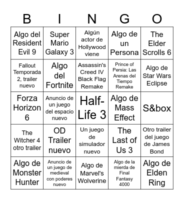 Bingo Game Awards 2025 Bingo Card