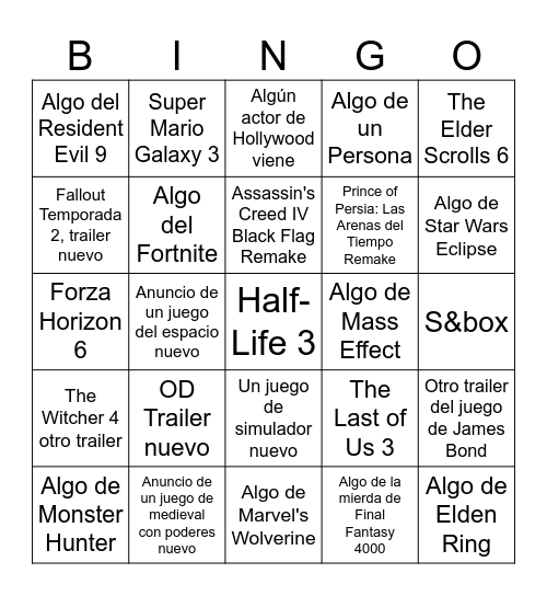 Bingo Game Awards 2025 Bingo Card