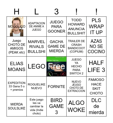 GAME AWARD 2025 Bingo Card