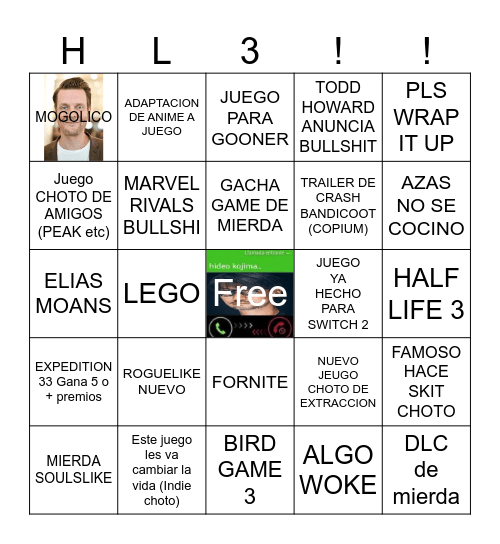 GAME AWARD 2025 Bingo Card