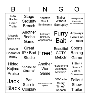 VGA 2025 Bingo Card