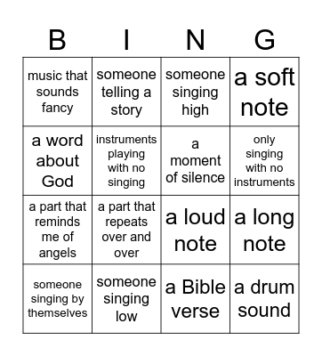 Cantata Sunday BINGO Card