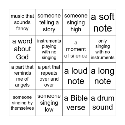 Cantata Sunday BINGO Card