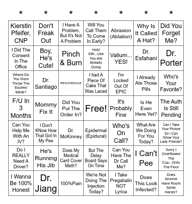 A Day Of Pain Bingo Card