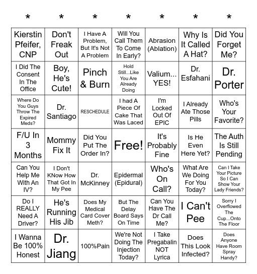 A Day Of Pain Bingo Card