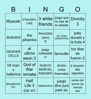 AY SI LOS GAME awards ??? Bingo Card