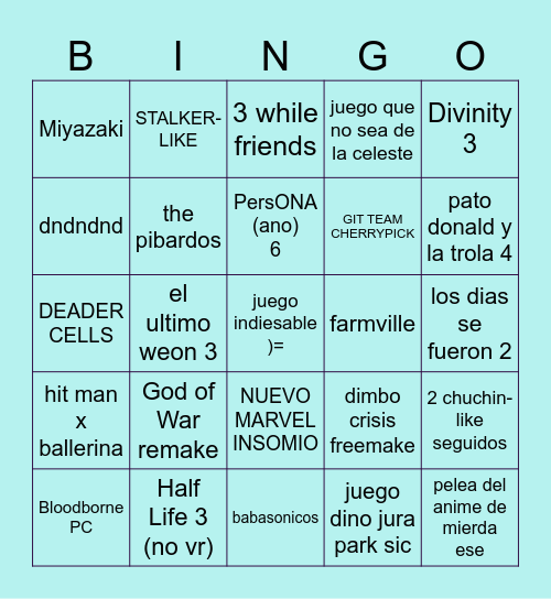 AY SI LOS GAME awards ??? Bingo Card
