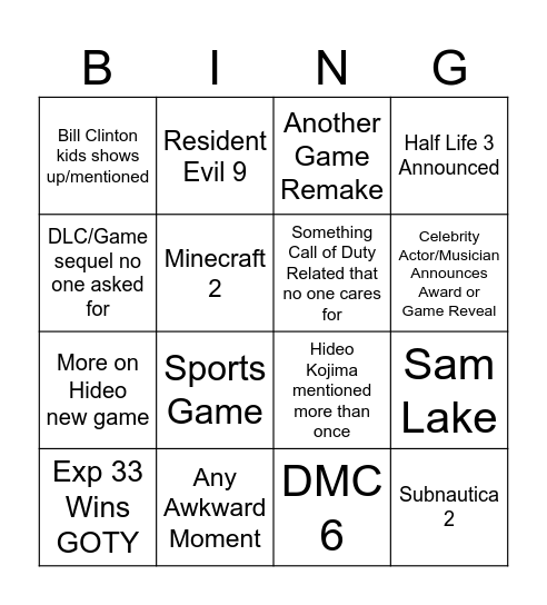 Bingo Card