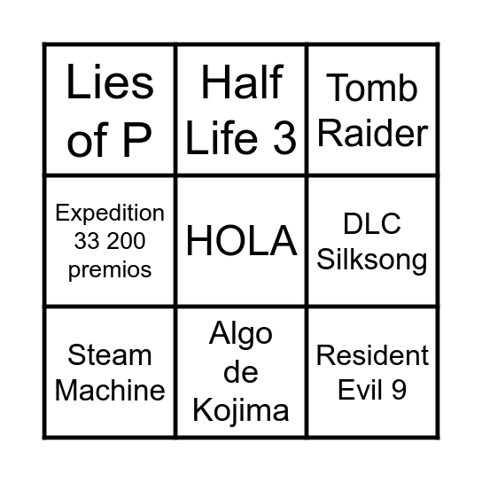 Gay Awards Bingo Card