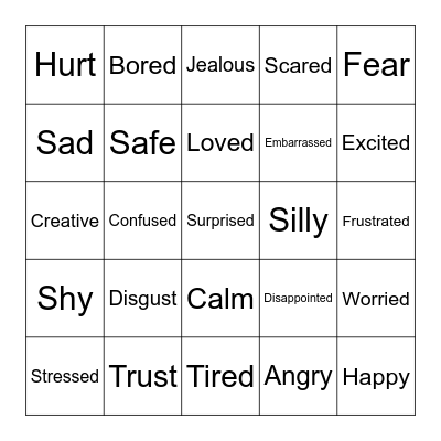 Emotions Bingo Card