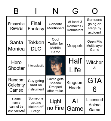 Game Awards 2025 Bingo Card