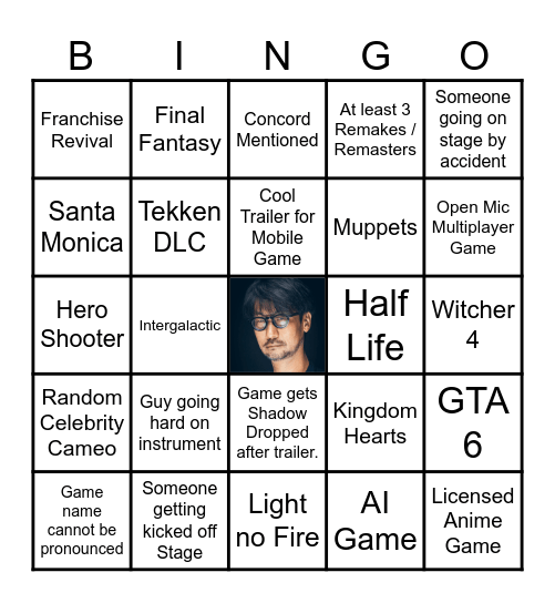 Game Awards 2025 Bingo Card