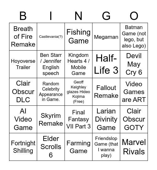 Untitled Bingo Card