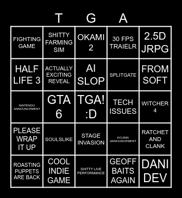 THE GAME AWARDS BINGO Card