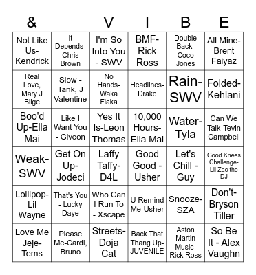 Fusion's R&B Bingo Card