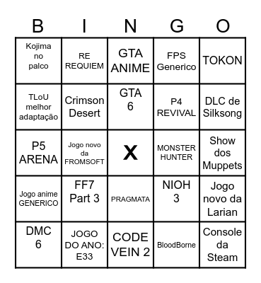 BINGO TGA 2025 Bingo Card