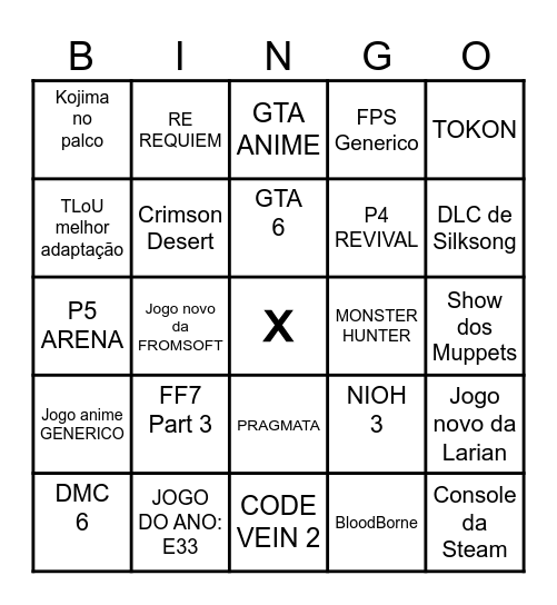BINGO TGA 2025 Bingo Card