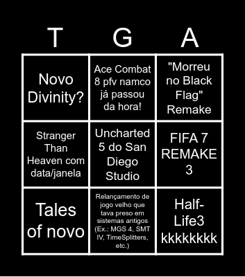 Da Game All Words Bingo Card
