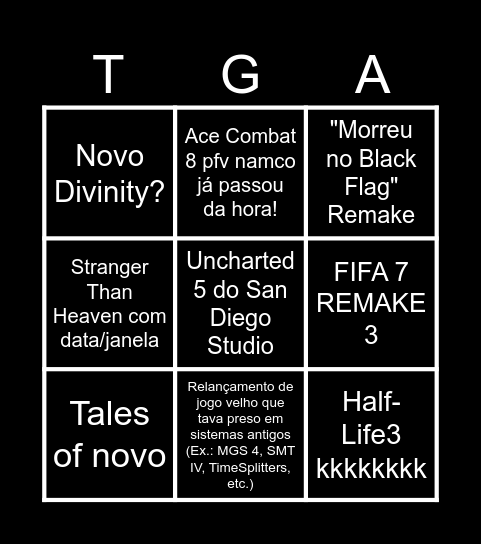 Da Game All Words Bingo Card