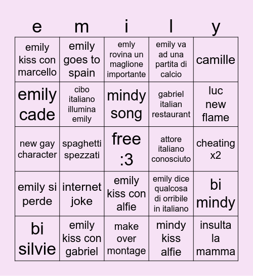 emily in bingo 🗿 Bingo Card