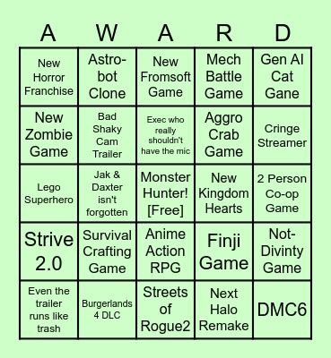 Ad Awards Bingo Card
