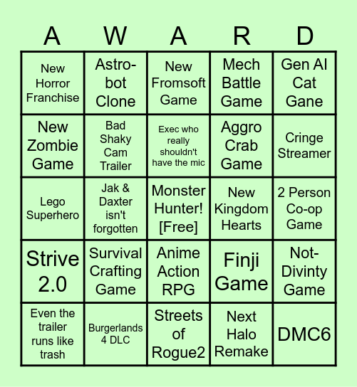 Ad Awards Bingo Card