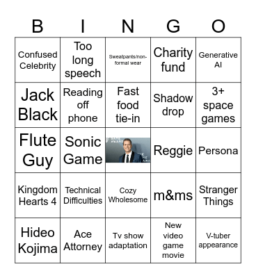Videogame Awards 2025 Bingo Card
