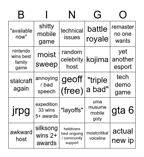 bingob Bingo Card