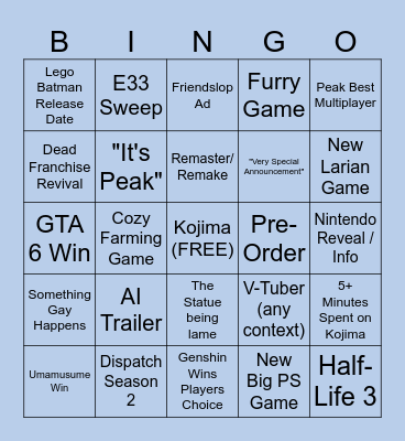 she game on my award til i Advertise Bingo Card