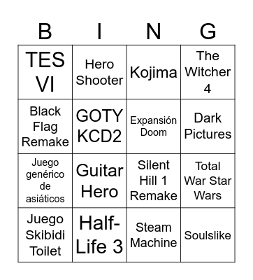 Game Awards 2025 Selmon Bingo Card