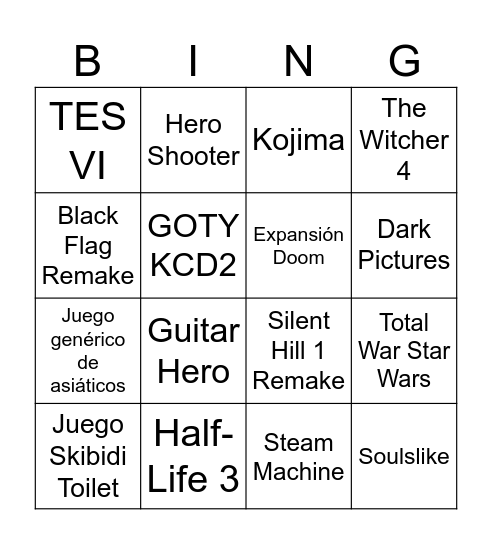Game Awards 2025 Selmon Bingo Card