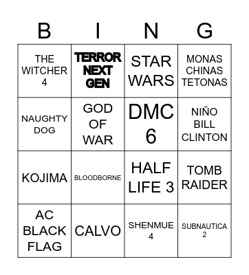 GOTYS 2025 Bingo Card
