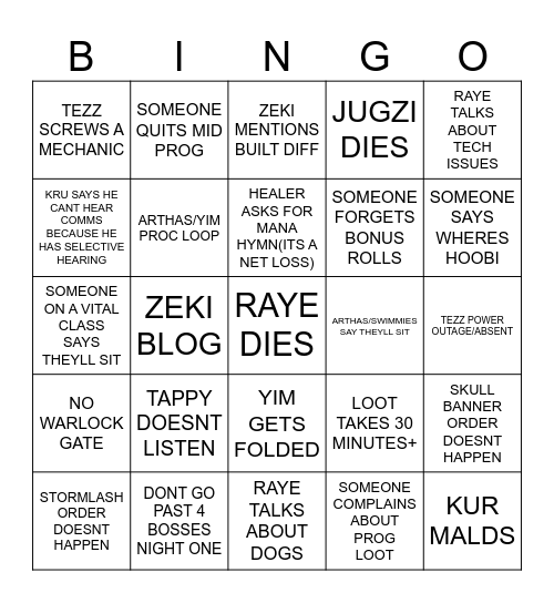 PROG BINGO Card