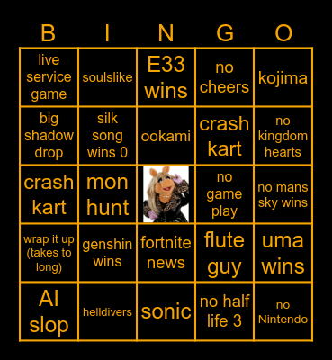 game awards 2025 Bingo Card