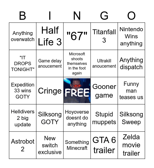 2025 Game awards Bingo Card