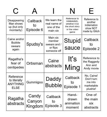 Beach Episode Bingo Card