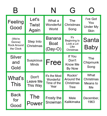 🎶MUSIC BINGO at the Ann Arbor Eagles!  🎅Christmas and Nostalgia! 🎄List #1! Bingo Card