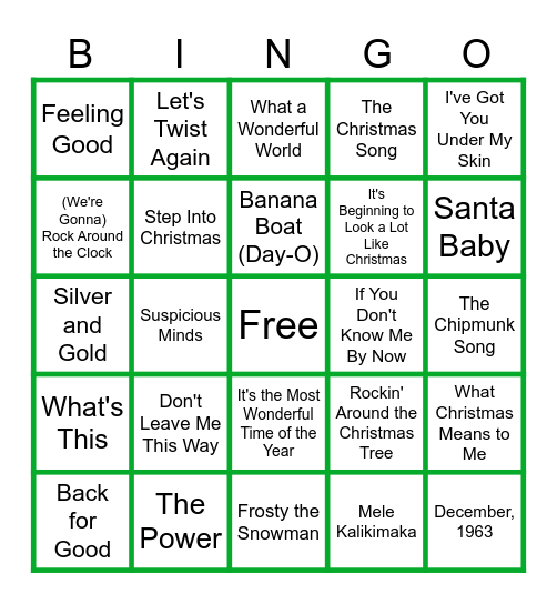 🎶MUSIC BINGO at the Ann Arbor Eagles!  🎅Christmas and Nostalgia! 🎄List #1! Bingo Card