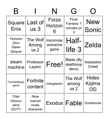 Bonus Bingo! Bingo Card
