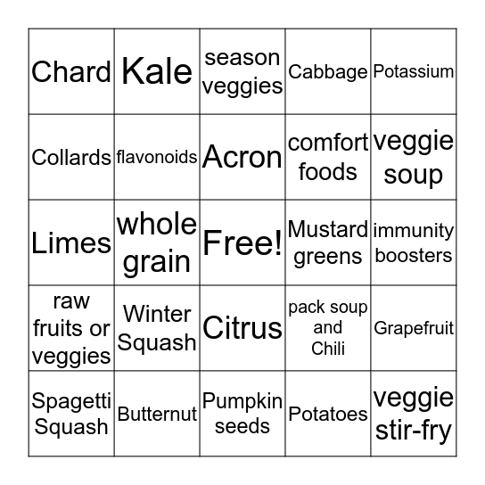 Winter  Bingo Card