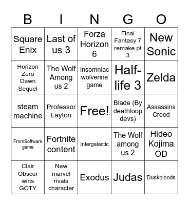 Bonus Bingo! Bingo Card