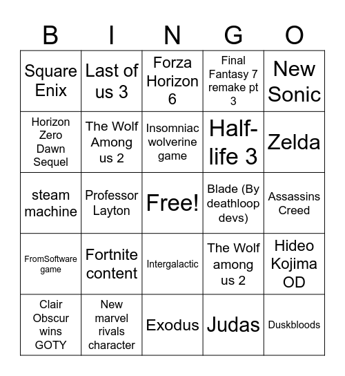 Bonus Bingo! Bingo Card
