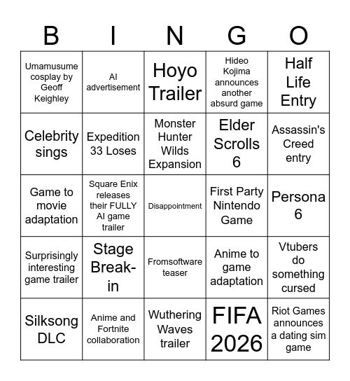 Untitled Bingo Card